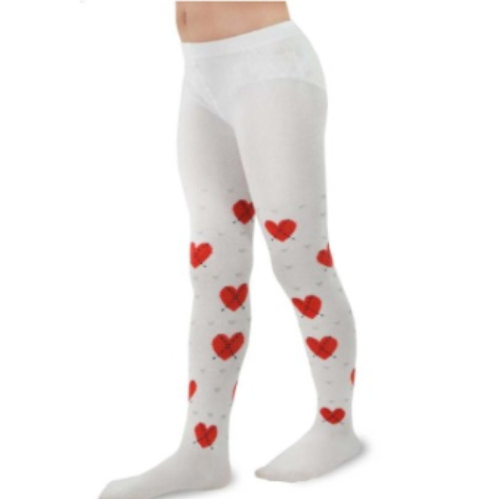Argyle Heart Print Tights - Kids